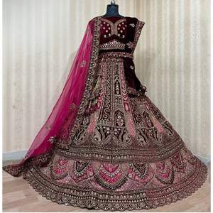 Handcrafted Bridal Lehenga Choli with Double Dupatta Double Can 5 <b>Meter</b> Flair with Jarakan Butti & Zari Details for Parties - Product Image 5