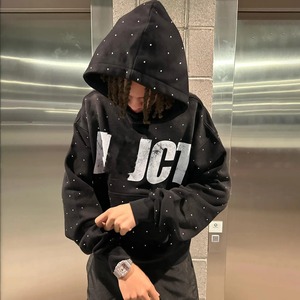 Haute Qualité Acide Lavage Strass À Capuche Surdimensionné Poids Lourd Y2k Pull Vintage Streetwear Soleil Fade À Capuche Pour Hommes - Product Image 4