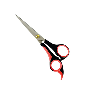 Tijeras de pelo de salón de belleza con mango de plástico, tijera de corte de pelo de peluquero de hoja afilada recta de acero metálico con reposapiés - Product Image 1