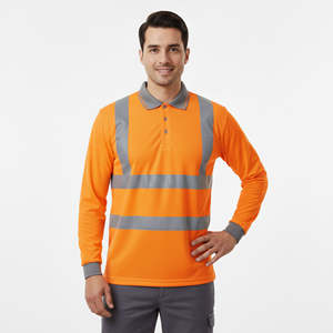 Polo de sécurité pour homme à manches courtes surdimensionné, haute visibilité, classe 2 ANSI, polyester, matière respirante, imperméable, réfléchissante, LED - Product Image 4