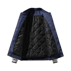 OEM veste de baseball pour hommes avec logo brodé de motifs personnalisés veste de bombardier universitaire tendance en toile veste de baseball universitaire pour - Product Image 2