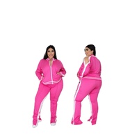 Ensemble deux pièces décontracté pour femmes, automne-hiver, rayé, personnalisé, écologique, respirant, col montant, veste zippée