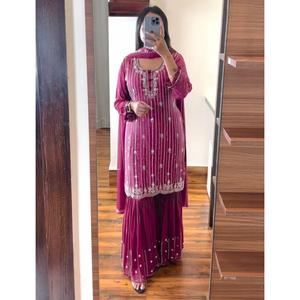 Grossiste indien Ensemble Plazzo 3 pièces prêt à l'emploi de haute qualité avec Dupatta pour tenue occasionnelle de mariage et de fête au meilleur prix - Product Image 3