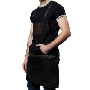 Wholesale High Quality Vintage Style Stylish Waterproof Custom Canvas BBQ Barber <b>Apron</b> <b>Leather</b> Strap Needle Detection Digital - Product Image 4