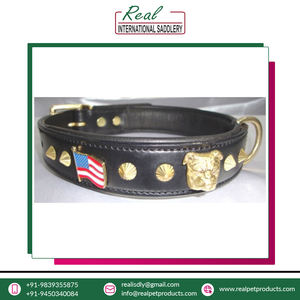 Collar de perro de cuero puro ajustable de calidad óptima remaches de patrón de animales diseño personalizado apto para mascotas a un precio razonable - Product Image 4