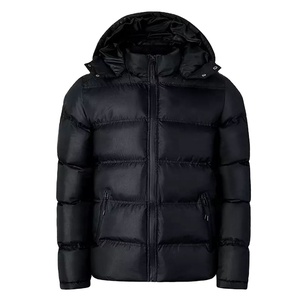New Arrival Casual Oem Thick Unisex Big Tall Oversized Blank Black Winter Wholesale Hooded Custom Puffer <b>Jacket</b> Men 2026 - Product Image 2