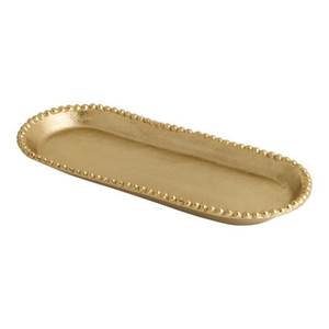 Bandeja para Servir Alimentos de Nuevo Diseño, Bandeja de Latón con Acabado Dorado Antiguo y Forma Ovalada para el Hogar y Bodas - Product Image 2
