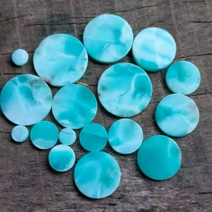 Pierres précieuses rondes en larimar naturel, cabochons de qualité, perles en vrac pour la fabrication de bijoux, toutes tailles - Product Image 1
