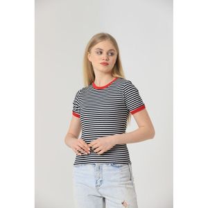 Camisetas de Mujer Topshow, Rayas Negras y Rojas, Producto al por Mayor - Product Image 3