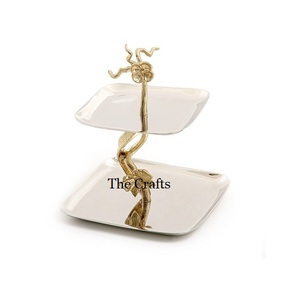 ชุดเซ็ตขนมเค้กสองขนาดพร้อมแท่นเสิร์ฟสีเงินโลหะสำหรับงานแต่งงานและงานวันเกิด - Product Image 5