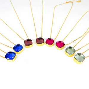 Collar de cadenas finas de plata de ley 92,5 con piedras preciosas de corte multifútbol Producto Premium - Product Image 4