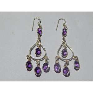 Boucles d'oreilles élégantes en argent 925 faites à la main avec cadeau de pierre précieuse d'améthyste à facettes pour les femmes - Product Image 5