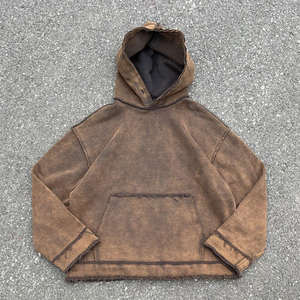 Sweats à capuche vintage personnalisés lavés à l'acide ourlet brut lourd 100% coton 400 impression numérique GSM pour l'hiver - Product Image 5