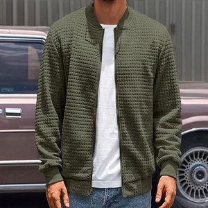 Custom Vintage <b>Men's</b> Heavyweight Denim <b>Flight</b> <b>Jacket</b> Winter Filled Cotton Bomber Solid Metal Zipper Front Washed Techniques - Product Image 2