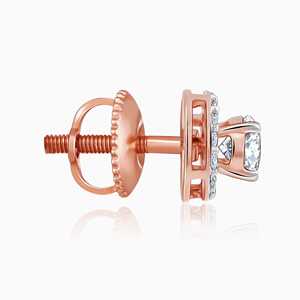 Pendientes de oro rosa con diamantes elegantes - Product Image 4