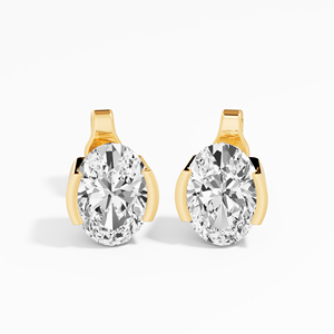 Royal Handcrafted 1.81 CTW ต่างหูเพชรเม็ดเดี่ยวทรงวงรีตัดเพชรโมอิสซาไนท์เป็น925ชุบทองสำหรับผู้หญิง - Product Image 3