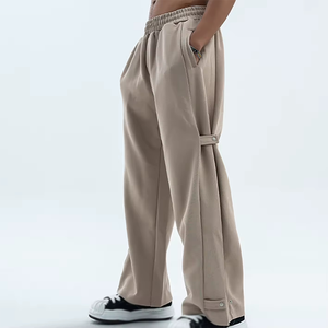 OEM de lujo Unisex cintura elástica suelta pierna ancha pantalones de chándal Casual francés Terry peso pesado en blanco holgado Joggers - Product Image 6