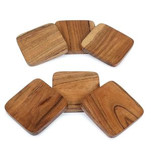Acacia Wood Square Shape Table Coaters For Restaurant And Hotels Modern Design Walnut Coasters For SALE - Product Image 1