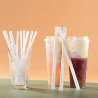 Pailles à boire droites en PLA biodégradables avec logo personnalisé, pailles jetables écologiques pour bar et fête