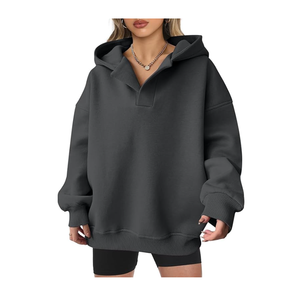 Nueva moda Primavera mujer Sudadera con capucha suelta con capucha manga larga cuello en V sudadera femenina sudaderas con capucha - Product Image 3