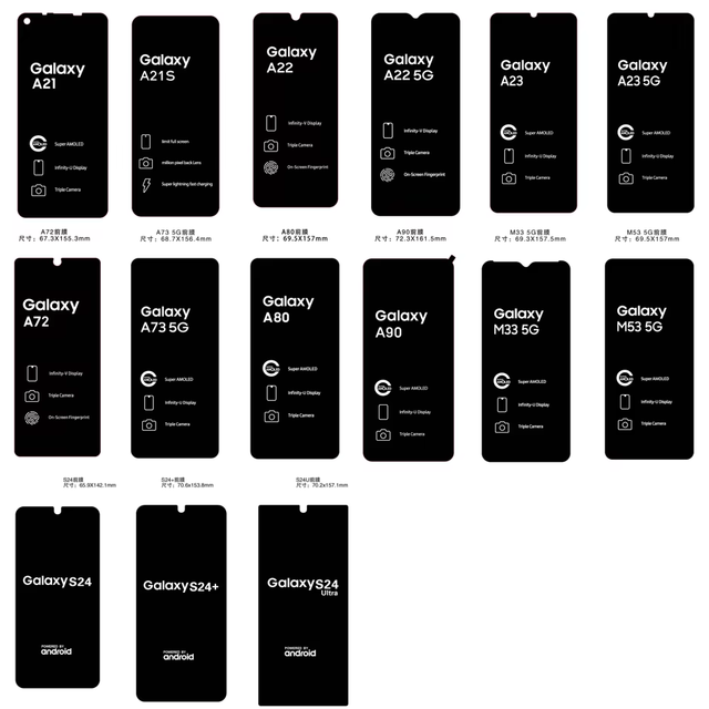 Phone Screen Protector Sticker Seal Film,Mobile Screen Paper for Samsung S25 S24 S23 S22 S21/Note Series/A Series