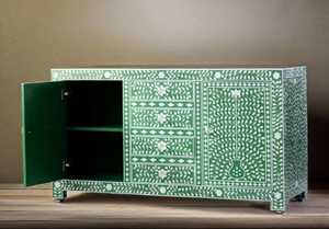 Almacenamiento de ropa con incrustaciones de hueso y gabinete de madera, cajón artístico hecho a mano para entrada de dormitorio y organización del hogar - Product Image 3