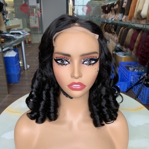 Hot Stock 18 Inch 5x5 Lace Spring Curl Bouncy Super Double Drawn Sdd Virgin <b>Human</b> Hair <b>Wigs</b> Vietnamese Raw Hair Craft - Product Image 1