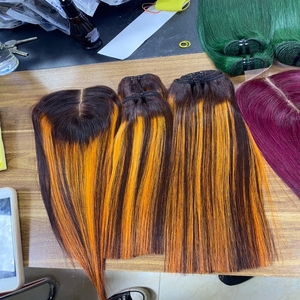 Yam ผมตรงกระดูกสีส้มมัดผมแท้สำหรับผมตรงแต่งหนังกำพร้ามัดผมบริสุทธิ์พร้อมที่ปิด - Product Image 3