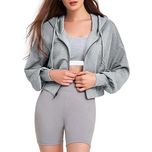 Sudaderas con capucha recortadas de manga larga para mujer, logotipo personalizado, ropa de invierno de fábrica OEM, sudaderas con capucha cortas para mujer, sudaderas para mujer - Product Image 2