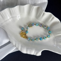 Bracelet Papillon Bohème Fait Main Vert Perlé avec Éclats de Turquoise, Élégant et Tendance, Plaqué Or 18K, Perle d'Eau Douce, Bijou Bohème