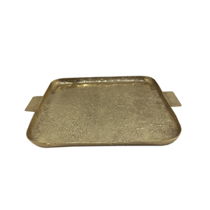 Bandeja de Metal de forma cuadrada para servir alimentos, utensilios de cocina Rectangular de Color dorado, bandeja para servir alimentos y bebidas para el hogar y la boda hecha a mano - Product Image 1
