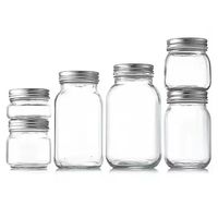 Bocaux en verre transparent de 150 ml/250 ml/380 ml/500 ml/750 ml/32 oz avec couvercles métalliques hermétiques à large ouverture, récipients de stockage alimentaire pour la cuisine