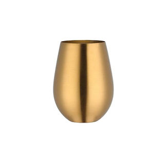 Verre à vin sans pied en cuivre au design moderne le plus vendu verre à vin extérieur en acier inoxydable poli brillant pour bière - Product Image 1