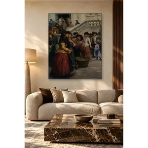 Impression sur toile de Fida Fausto Zonaro : Vendeurs de fleurs devant l'escalier - Product Image 3