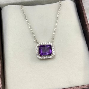 Colgante de Amatista Natural con Diseño Romántico Vintage, Forma de Corazones, Plata de Ley 925 Chapada en Oro, para Aniversario o Boda - Product Image 3