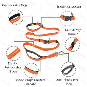 Laisse de course multifonctionnelle 6 en 1 Anti-Pull Laisse pour grand chien Laisse pour chien Crossbody - Product Image 4