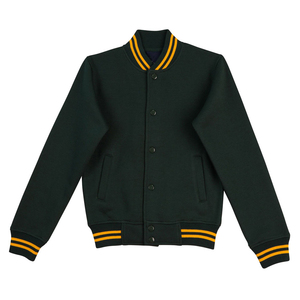Veste universitaire bleu marine pour homme, col montant, logo sur le devant, fermeture éclair, coupe classique, vêtement d'hiver, style preppy - Product Image 4