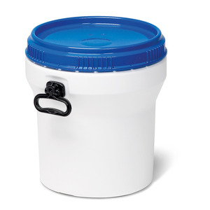 Contenitore a bocca larga, in plastica, 30 l, bianco / blu, impilabile, con approvazione ONU, con coperchio - Product Image 1