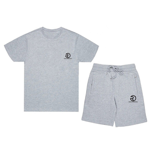 Sérigraphie personnalisée Survêtement unisexe à manches courtes en coton pour hommes 2 pièces Ensemble court d'été Ensemble t-shirt et short uni - Product Image 5