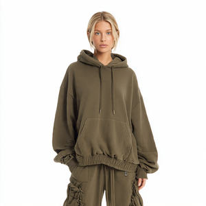 Sweat à capuche court et ample pour femme, streetwear d'automne, manches longues, pull d'hiver, coupe ample, 100% coton - Product Image 5