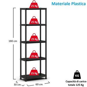 2 étagères de garage en plastique robuste à 5 niveaux 60x30x180 cm Capacité de charge 125kg pour le stockage dans les entrepôts et les garages - Product Image 2
