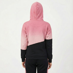 Custom Logo Women's Stylish Patchwork Hoodies Two Tone Color Block Streetwear Pullover Oversized Drop Shoulder Fleece Hoodies - Product Image 3