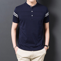 T-shirt à col roulé pour homme, coupe classique, manches courtes, imprimé numérique personnalisé, mélange polyester/coton, respirant et à séchage rapide