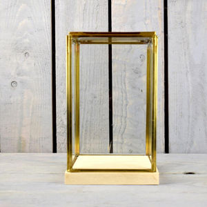 Custom Size Clear Glass Gold Finished With Wood Base Storage <b>Box</b> Decoration Accessories <b>Keepsake</b> Glass <b>Box</b> Multipurpose Decorate - Product Image 3