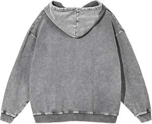 Sudaderas con capucha lavadas pesadas para hombres de alta calidad 100 presente algodón Vintage lavado ácido desgastado con logotipo personalizado - Product Image 2