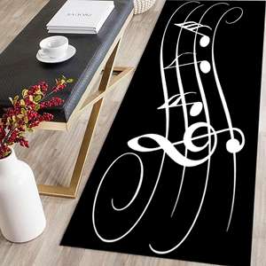 Tapis imprimé - Clé de Sol, Chambre de Fille, Noir et Blanc, Salle de Musique, Art, Extérieur, Bureau, Décoration de Salon, Tapis de Couloir, Tapis Doux à Poils Longs - Product Image 4