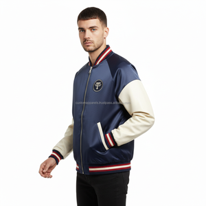 Custom 100% Polyester Satin <b>Varsity</b> College <b>Jacket</b> Zipper Closure Winter Bomber Letter Waterproof for University <b>Jackets</b> - Product Image 3