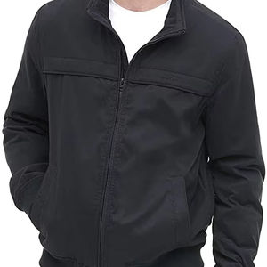 Prix d'usine en gros hommes décontracté noir coupe-vent Bomber veste confortable respirant manches longues debout avant toile - Product Image 1