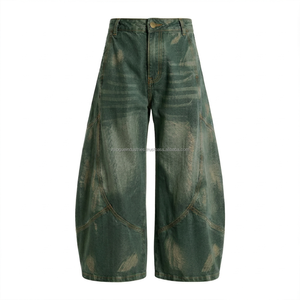 Pantalones Vaqueros Anchos Personalizados para Hombre al por Mayor, Pantalones de Mezclilla de Pierna Ancha Oversize, Estilo Urbano, Ajuste Relajado, Fabricante OEM de Ropa - Product Image 2