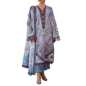 Robe de soirée en lin pour femmes, style ethnique indien et pakistanais, de haute qualité, brodée, pour l'hiver et l'été - Product Image 1